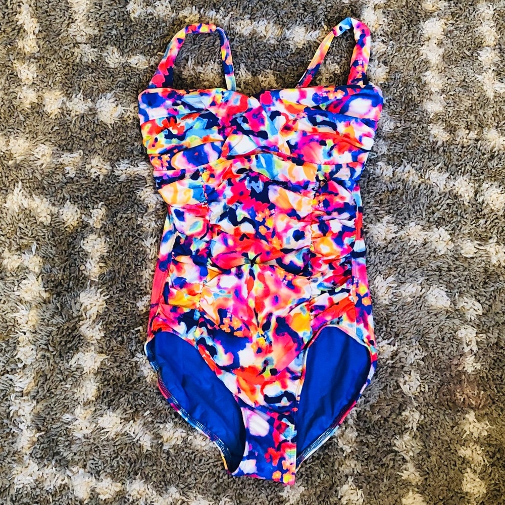 One piece bathing suit with cover up